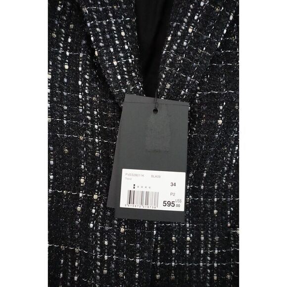 The Kooples FVES28011K Women's Sz 34 Black & White Metallic Tweed Blazer - Picture 5 of 11